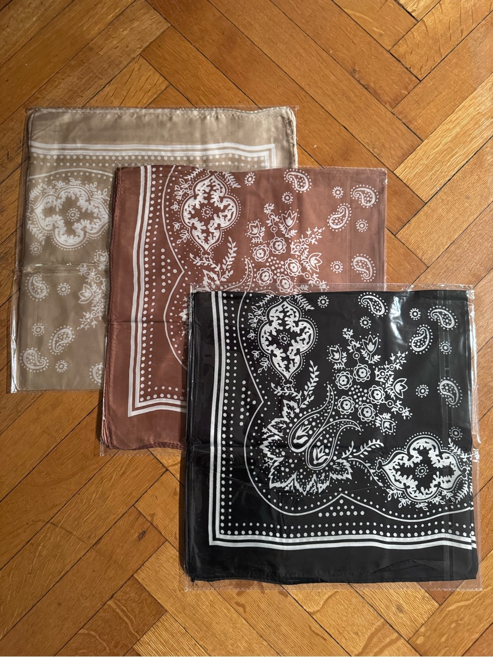 3 Pcs 27.5'' x 27.5'' Satin Silk Head Scarf Hair Scarves Large Bandanas NWT